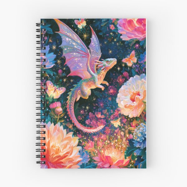Item preview, A tiny Fae Dragon fluttering through a magical flower garden filled with glowing butterflies, Fantasy & Mythological Creatures designed and sold by CDC40.