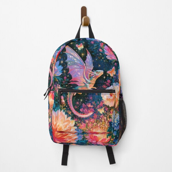 Item preview, A tiny Fae Dragon fluttering through a magical flower garden filled with glowing butterflies, Fantasy & Mythological Creatures designed and sold by CDC40.
