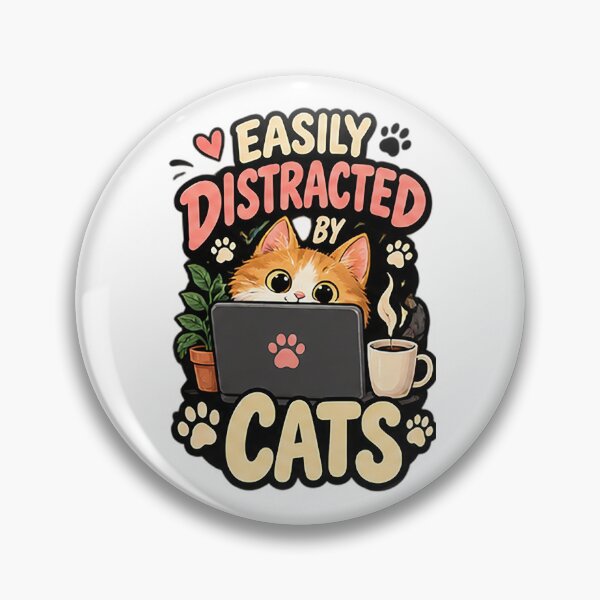 Item preview, Easily Distracted by Cats  | Funny Cat Lover Graphic Tee designed and sold by Sara-Ai.