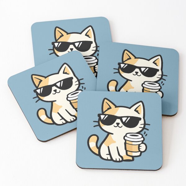Item preview, Cool cute kitten drinking coffee designed and sold by NB-Artmagic.