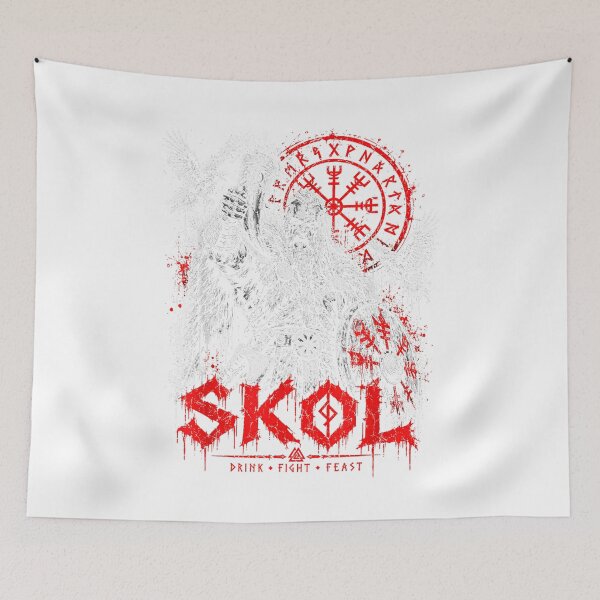 Item preview, Skol Viking Warrior Drinking Horn Valhalla Norse Mythology Vegvisir Dark Art designed and sold by JapanAnimeS3.