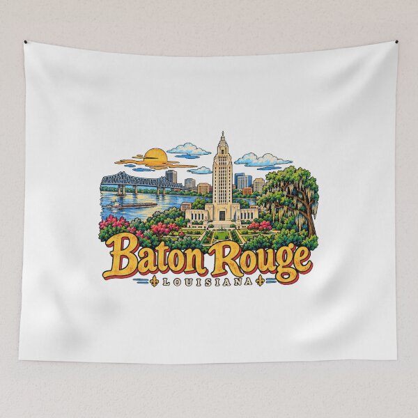 Item preview, Hand Drawn Baton Rouge Louisiana Travel Souvenir Landmark Gift designed and sold by MichaeIRellov.