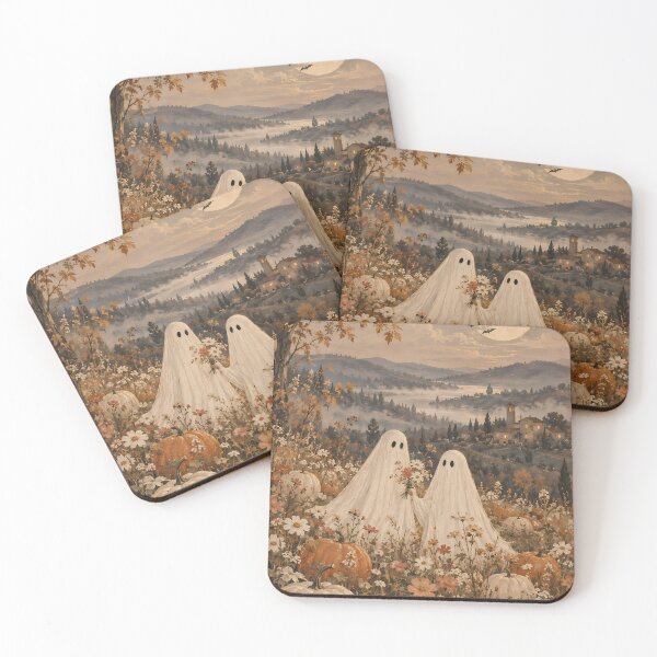 Item preview, Cottagecore Ghost Oil Painting Autumn Pumpkin Meadow designed and sold by Jozefin's Studio.