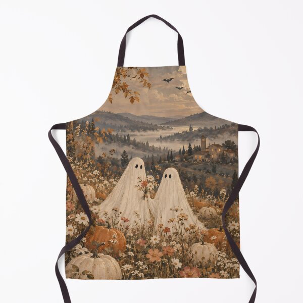 Item preview, Cottagecore Ghost Oil Painting Autumn Pumpkin Meadow designed and sold by Jozefin's Studio.