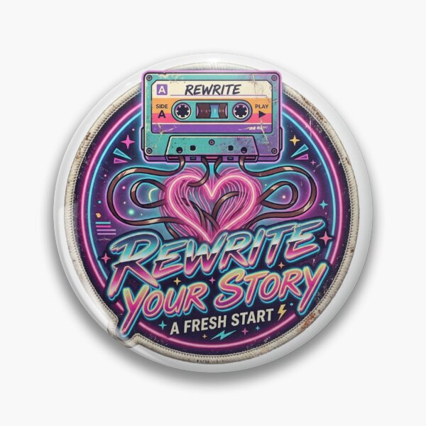 Item preview, Rewrite Your Story Retro Neon Cassette Badge designed and sold by Sanan Israyilli.