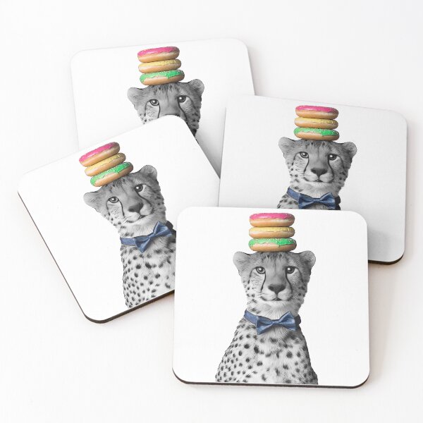 Item preview, Cheetah with Blue Bowtie and Colored Donuts Stack designed and sold by PLisasPets.