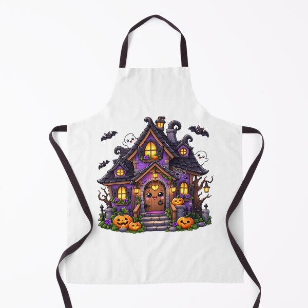 Item preview, Cute Kawaii Haunted House Halloween – Chibi Spooky Cottage with Pumpkins designed and sold by Pixanova.