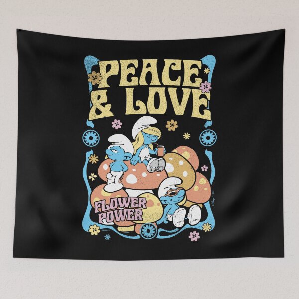 Item preview, The Smurfs Peace & Love Flower Power Vintage Poster Essential  designed and sold by circliqueart.