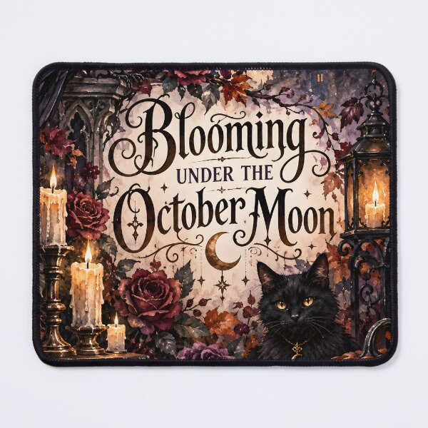 Item preview, Blooming Under the October Moon – Gothic Halloween Raven, Black Cat & Pumpkins designed and sold by blankTeeShirt.