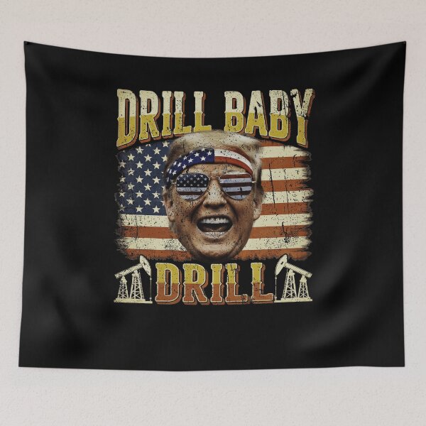 Item preview, Drill Baby Drill Retro USA Flag Oil Rig Patriot American Graphic Art designed and sold by RamonaTeal.