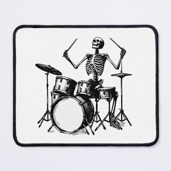 Item preview, Skeleton Drummer Playing Drums Linocut Art designed and sold by Lady-K-.