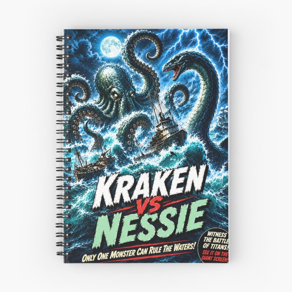 Item preview, Kraken vs Nessie Epic Sea Monster Battle designed and sold by happycottage.
