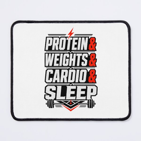 Item preview, Protein & Weights & Cardio & Sleep Funny gym motivational design for personal trainers, Black and Red exercise and gym lovers designed and sold by LD ART.