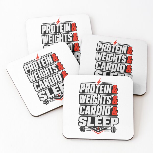Item preview, Protein & Weights & Cardio & Sleep Funny gym motivational design for personal trainers, Black and Red exercise and gym lovers  designed and sold by LD ART.