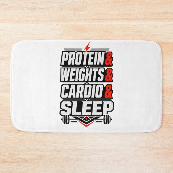 Item preview, Protein & Weights & Cardio & Sleep Funny gym motivational design for personal trainers, Black and Red exercise and gym lovers  designed and sold by LD ART.