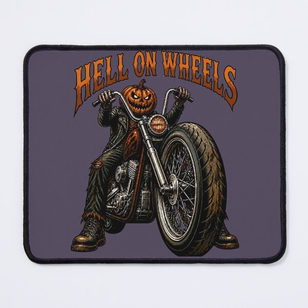 Item preview, Hell on Wheels Pumpkin Head Biker Halloween Design designed and sold by KMWCustomPrints.