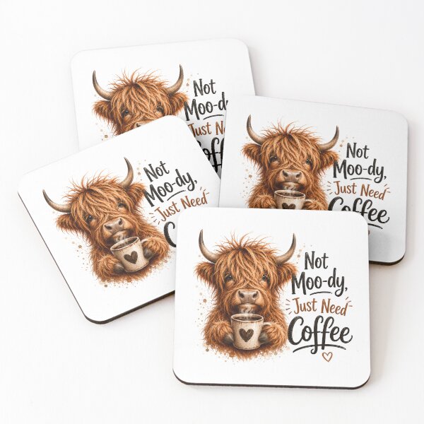 Item preview, Not Moo-dy, Just Need Coffee designed and sold by Wild Ink Studio by Barbara.