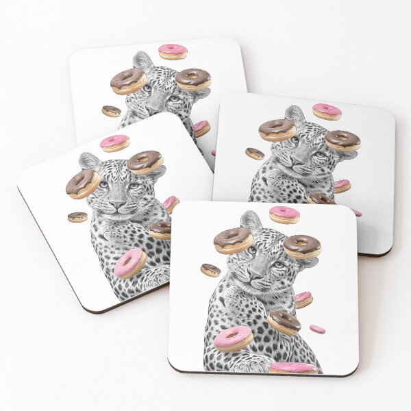 Item preview, Black and White Leopard with Floating Donuts designed and sold by PLisasPets.