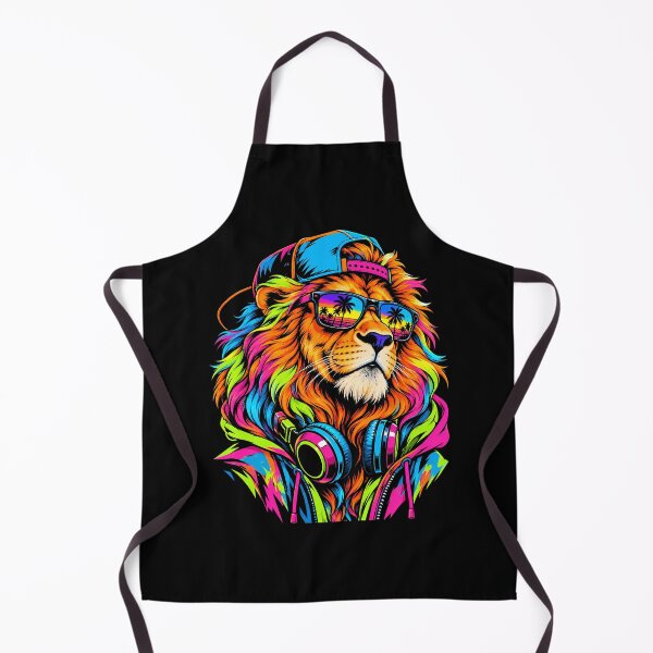 Item preview, Neon Lion DJ Sunset Retro Hip Hop Music Lover designed and sold by ArcaneArtistry.