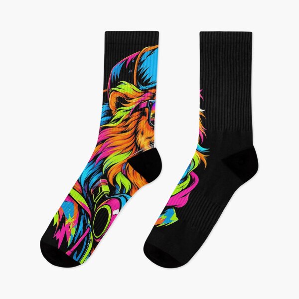 Item preview, Neon Lion DJ Sunset Retro Hip Hop Music Lover designed and sold by ArcaneArtistry.