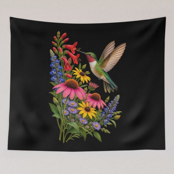 Item preview, Hummingbird and Wildflowers designed and sold by RockitBaby.