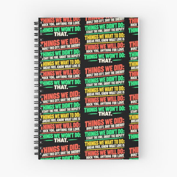 Item preview, Things We Did Classic Rock Lyrics Playlist Funny Music Lover Checklist Typography designed and sold by RamonaTeal.
