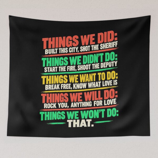 Item preview, Things We Did Classic Rock Lyrics Playlist Funny Music Lover Checklist Typography designed and sold by RamonaTeal.