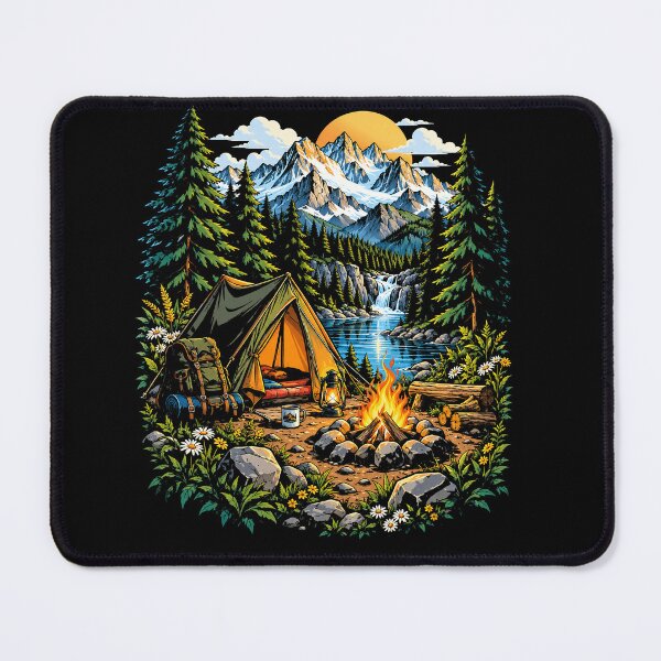 Item preview, Mountain Camping Adventure Wilderness Tent Pine Forest Lake designed and sold by ArcaneArtistry.