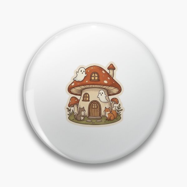 Item preview, Cute Spooky Mushroom House with Ghosts and Forest Animals designed and sold by ArchanaKatoch.