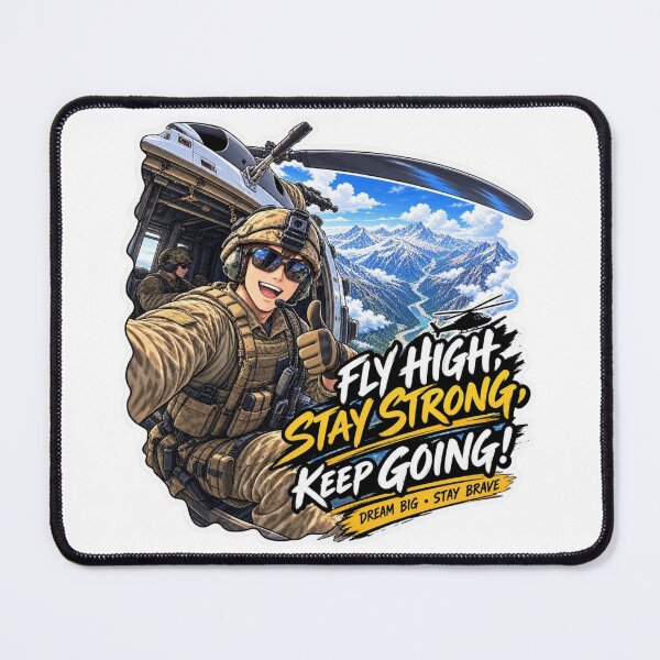 Item preview, Fly High Stay Strong Keep Going - Anime Military Pilot Helicopter Selfie designed and sold by carestazafeli.