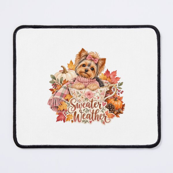 Item preview, Sweater Weather Yorkie In Teacup Cute Autumn Yorkshire Terrier designed and sold by yaney85.