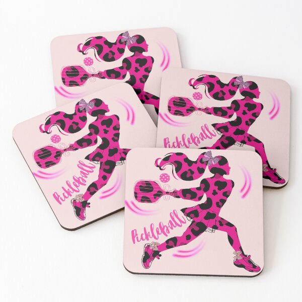 Item preview, Pink and Black Leopard Print Women's Pickleball Player Silhouette – Cute Sports Gift designed and sold by Wennebabs.