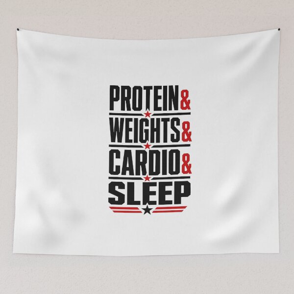 Item preview, Protein & Weights & Cardio & Sleep Funny gym motivational design for personal trainers, exercise and gym lovers  designed and sold by LD ART.