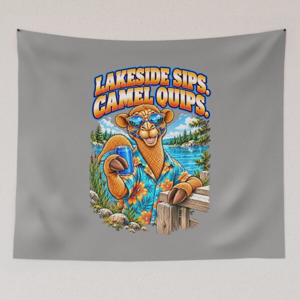 Item preview, Lakeside Sips. Camel Quips – Funny Outdoor Exploring T-Shirt – Funny Camel T-Shirt Animal Graphic Camel T-Shirt designed and sold by Camel & Quirk.