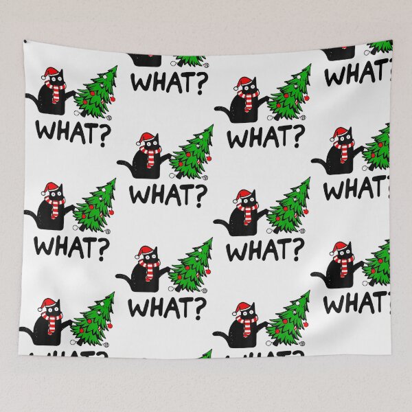 Item preview, Funny Black Cat Knocking Over Christmas Tree What? designed and sold by ostenlee.