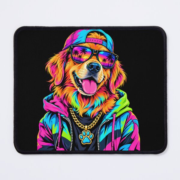Item preview, Neon Hip Hop Dog with Sunglasses Retro Streetwear Vibes designed and sold by ArcaneArtistry.