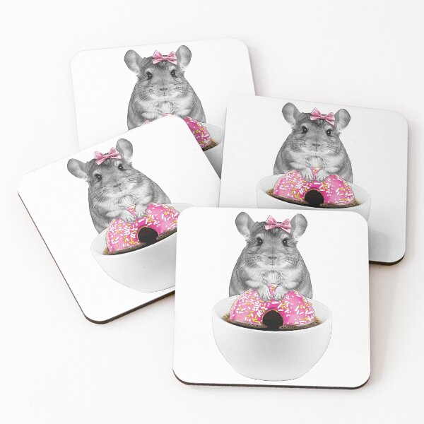 Item preview, Black and White Chinchilla with Pink Donut designed and sold by PLisasPets.