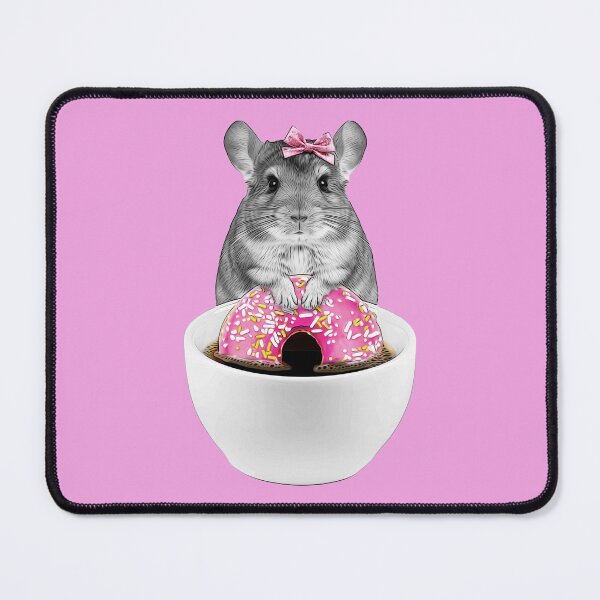 Item preview, Black and White Chinchilla with Pink Donut designed and sold by PLisasPets.