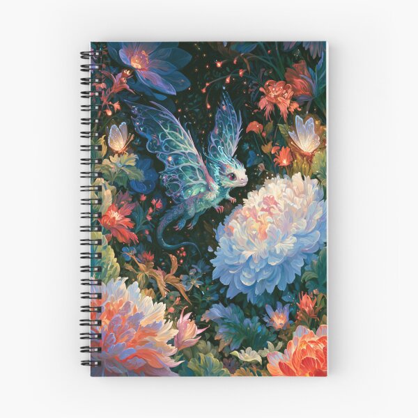 Item preview, A tiny Fae Dragon fluttering through a magical flower garden filled with glowing butterflies, Fantasy & Mythological Creatures designed and sold by CDC40.