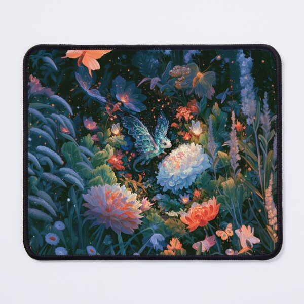 Item preview, A tiny Fae Dragon fluttering through a magical flower garden filled with glowing butterflies, Fantasy & Mythological Creatures designed and sold by CDC40.