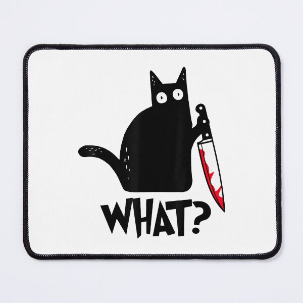 Item preview, What Black Cat With Knife Funny Halloween Humor designed and sold by Mind-Drift.