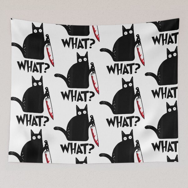 Item preview, What Black Cat With Knife Funny Halloween Humor designed and sold by Mind-Drift.