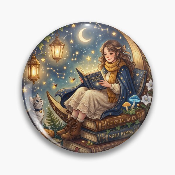 Item preview, Stargazing Book Lover Cottagecore Illustration designed and sold by SebastianSpace.