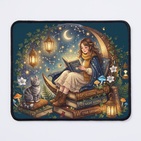 Item preview, Stargazing Book Lover Cottagecore Illustration designed and sold by SebastianSpace.