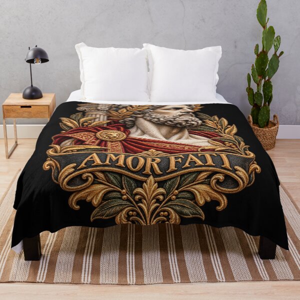 Item preview, Amor Fati Roman Statue Embroidery – Latin Motto Classical Art designed and sold by Emoji Emblems.