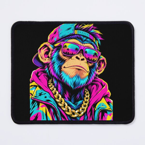 Item preview, Neon 80s Hip Hop Monkey with Sunglasses and Gold Chain designed and sold by ArcaneArtistry.