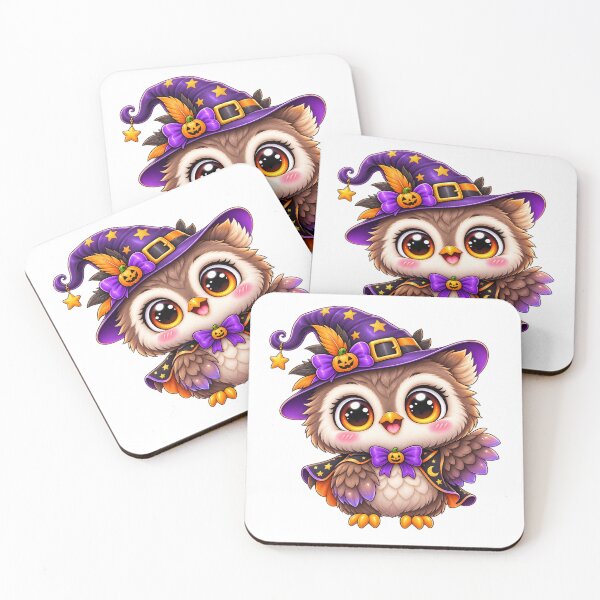 Item preview, Cute Halloween Owl Witch – Kawaii Spooky Owl with Witch Hat & Pumpkin designed and sold by Pixanova.
