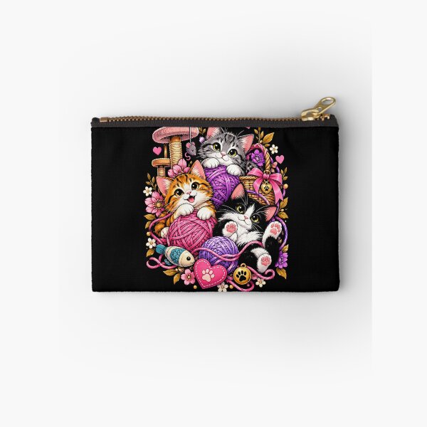 Item preview, Cute Kawaii Cats Playing With Yarn Hearts and Flowers designed and sold by ArcaneArtistry.
