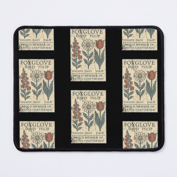 Item preview, Foxglove Daisy Tulip Vintage Botanical Flower Chart Anti Fascist Political Parody designed and sold by RamonaTeal.