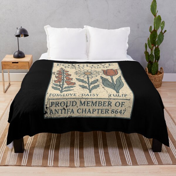 Item preview, Foxglove Daisy Tulip Vintage Botanical Flower Chart Anti Fascist Political Parody designed and sold by RamonaTeal.
